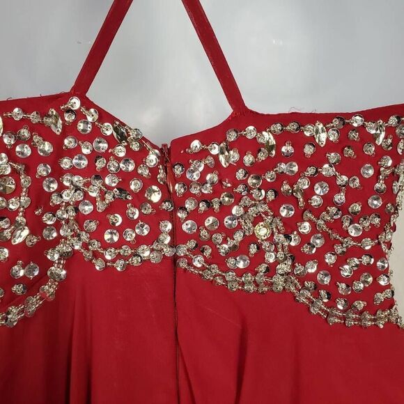 Woman's Small (4-6) Long Burgundy Chiffon Party Prom Gown Dress - Picture 11 of 11